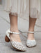 Genuine Leather Round Toe Hollow Flower Chunky Heels April Shoes Collection 2026 93.00