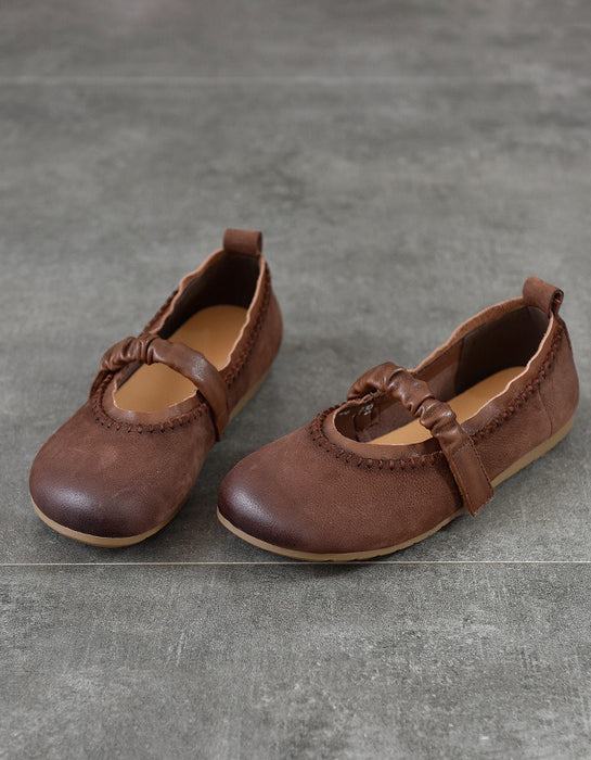 Genuine Leather Spring Comfortable Retro Flat Shoes Brown Feb Shoe Collection 2026 79.00