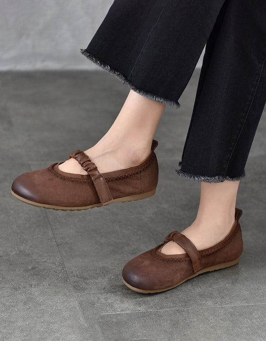 Genuine Leather Spring Comfortable Retro Flat Shoes Brown Feb Shoe Collection 2026 79.00