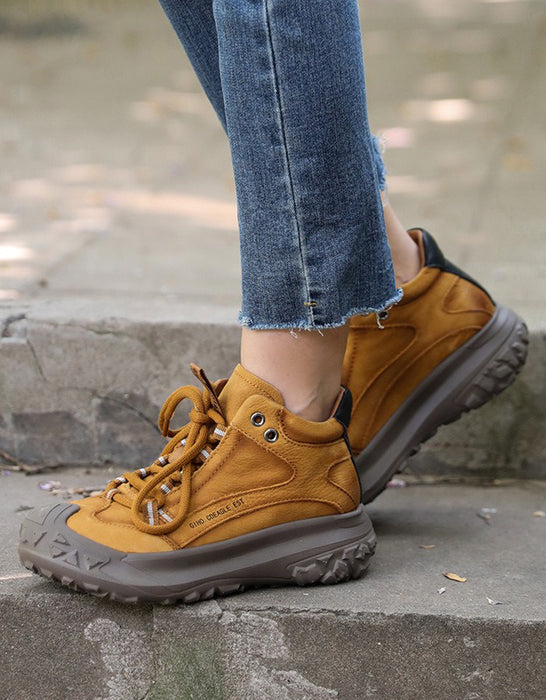 Genuine Leather Thick-soled Non-slip Hiking Boots Brown Jan Shoe Collection 2026 91.90