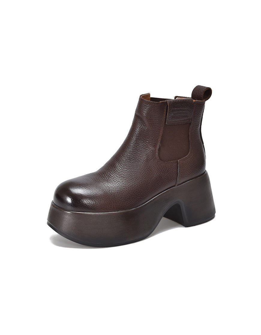 genuine leather platform boots