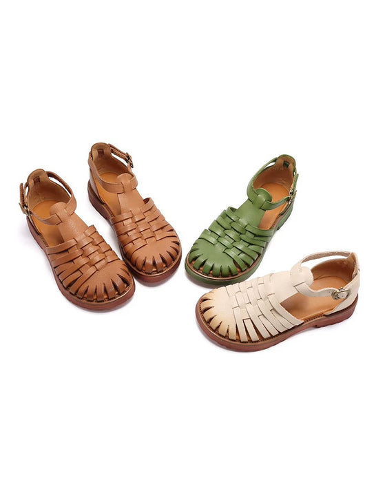 Genuine Leather Woven T-strap Fishermen Sandals Wide toe box Sandals May Shoes Collection 2026 92.00