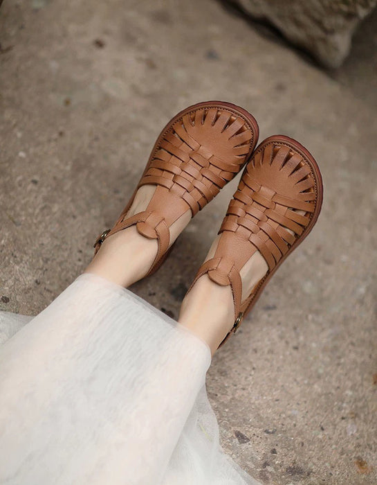 Genuine Leather Woven T-strap Fishermen Sandals Wide toe box Sandals May Shoes Collection 2026 92.00