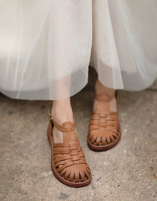 Genuine Leather Woven T-strap Fishermen Sandals Wide toe box Sandals May Shoes Collection 2026 92.00