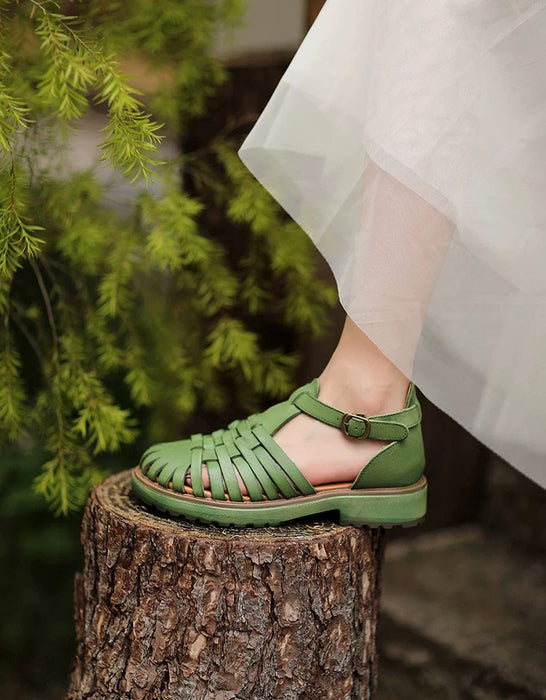 Genuine Leather Woven T-strap Fishermen Sandals Wide toe box Sandals May Shoes Collection 2026 92.00