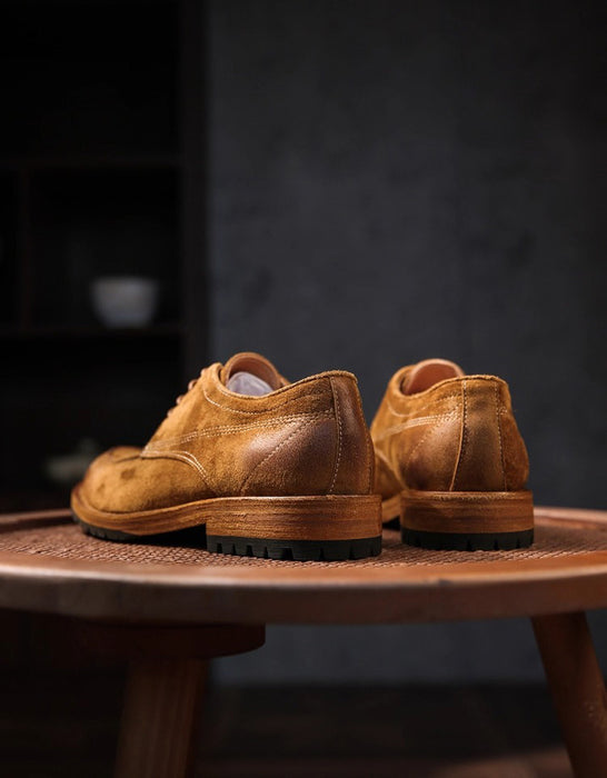 Hand-sewn Suede British Derby Suede Leather Shoes