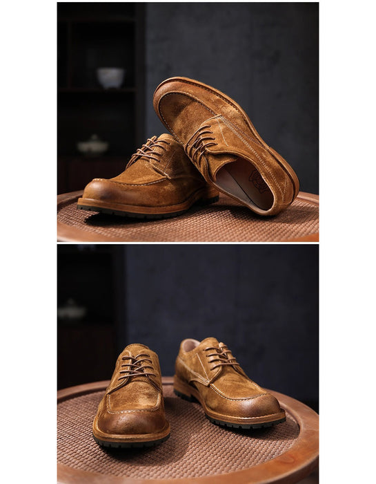 Hand-sewn Suede British Derby Suede Leather Shoes