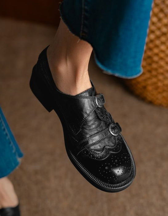 Handmade Brogue Style Embossed Vintage Oxford Shoes Black March Shoes Collection 2026 128.00