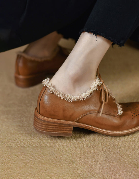 Handmade Brogue Style Classic Oxford Shoes for Women