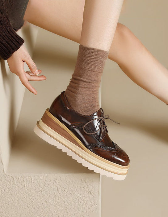 Obiono Handmade Brogue Style Wedge Heels Oxford Shoes for Women July Shoes Collection 2026 128.00