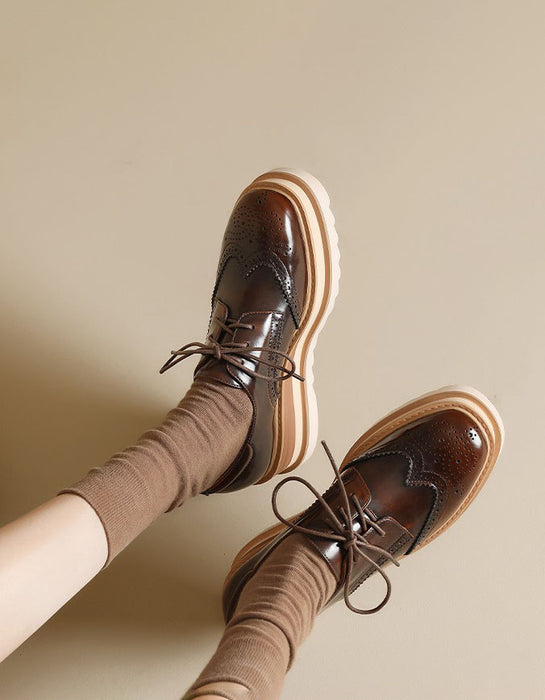 Obiono Handmade Brogue Style Wedge Heels Oxford Shoes for Women July Shoes Collection 2026 128.00