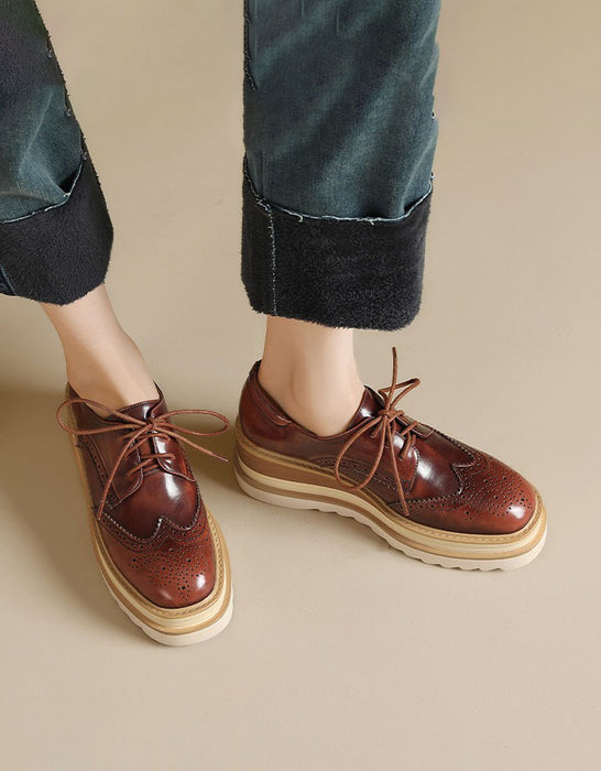 Obiono Handmade Brogue Style Wedge Oxford Shoes for Women July Shoes Collection 2026 128.00