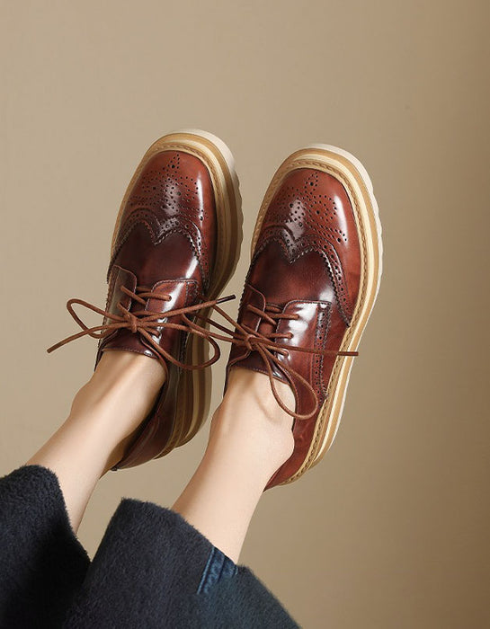 Obiono Handmade Brogue Style Wedge Heels Oxford Shoes for Women July Shoes Collection 2026 128.00