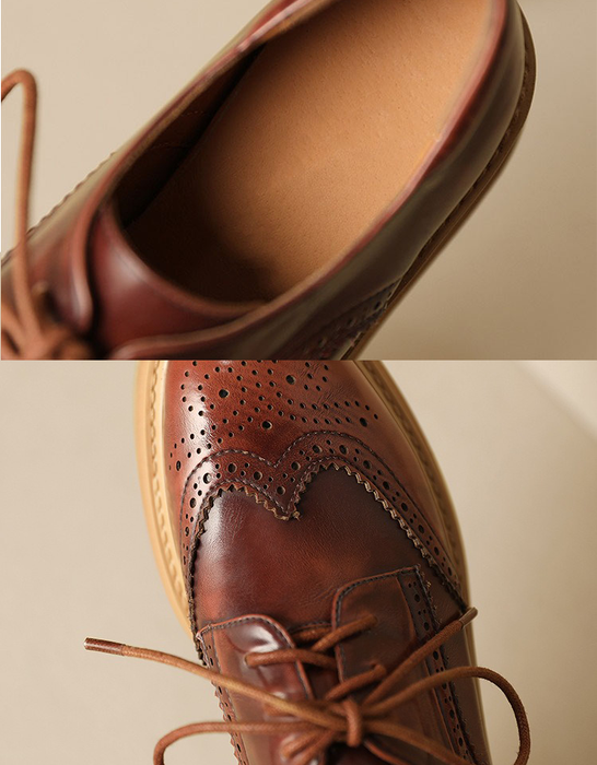 Obiono Handmade Brogue Style Wedge Heels Oxford Shoes for Women July Shoes Collection 2026 128.00