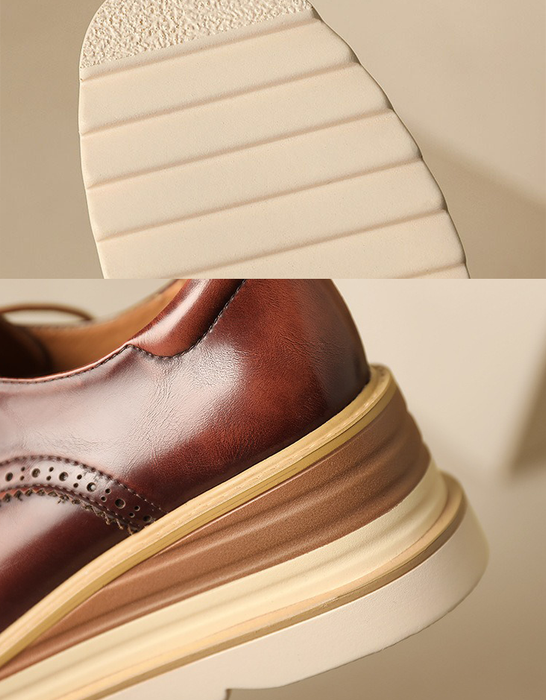 Obiono Handmade Brogue Style Wedge Heels Oxford Shoes for Women July Shoes Collection 2026 128.00