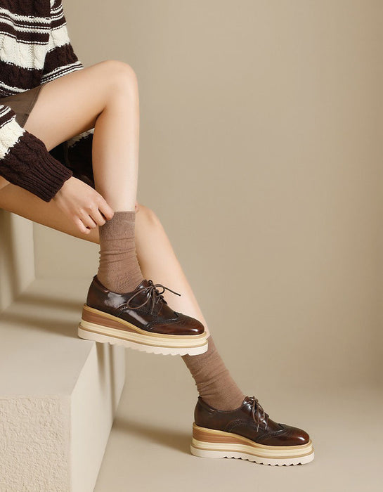 Obiono Handmade Brogue Style Wedge Heels Oxford Shoes for Women July Shoes Collection 2026 128.00