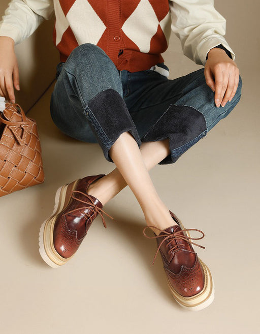 Obiono Handmade Brogue Style Wedge Oxford Shoes for Women July Shoes Collection 2026 128.00