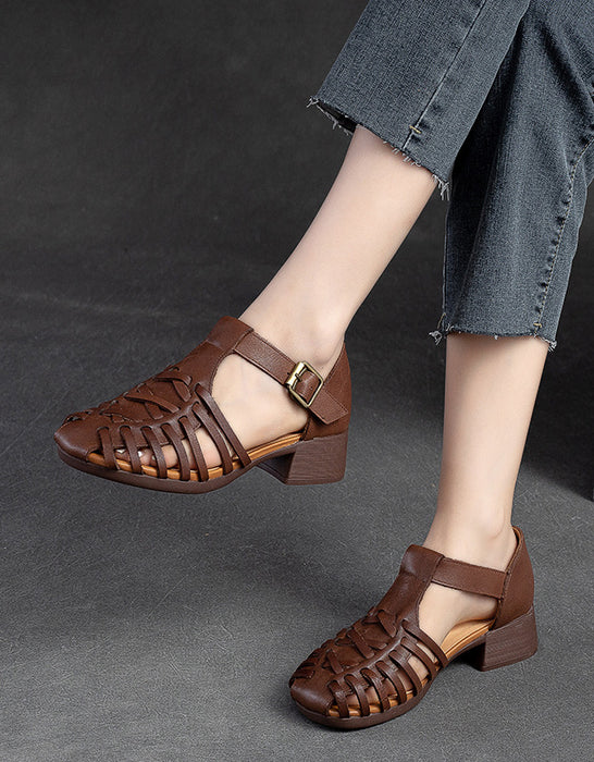 Handmade Close Toe Vintage Straps Sandals