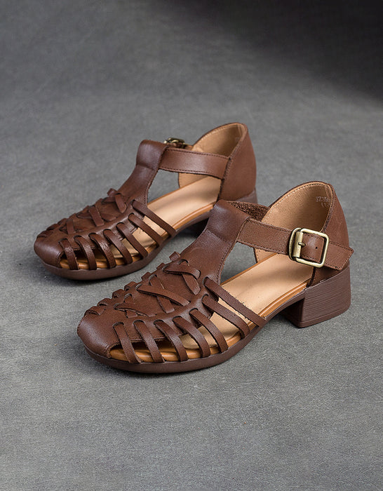 Handmade Close Toe Vintage Straps Sandals