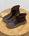 Women's Handmade Comfortable Leather Retro Wide Toe Box Boots Coffee, Obiono Sep Shoes Collection 2026, 80.00