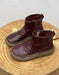 Women's Handmade Comfortable Leather Retro Wide Toe Box Boots Wine-red, Obiono Sep Shoes Collection 2026, 80.00