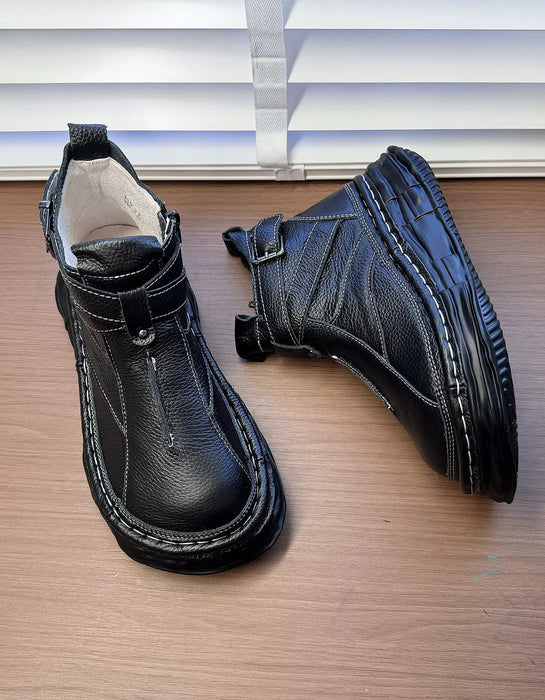 Handmade Comfortable Wide Toe Box Chunky Platform Boots Black, Obiono Oct Shoes Collection 2026, 85.00