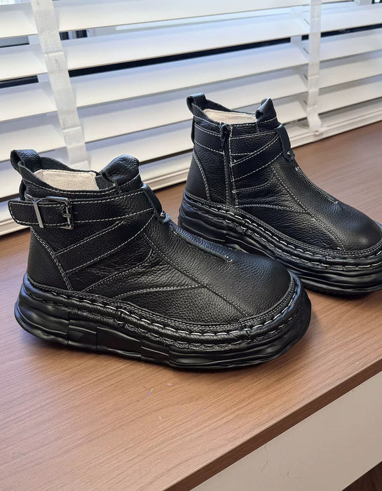 Handmade Comfortable Wide Toe Box Chunky Platform Boots Black, Obiono Oct Shoes Collection 2026, 85.00