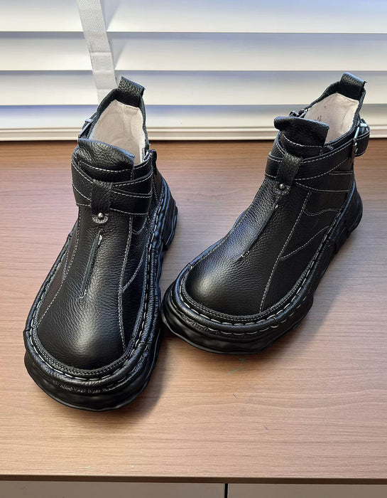 Handmade Comfortable Wide Toe Box Chunky Platform Boots Black, Obiono Oct Shoes Collection 2026, 85.00