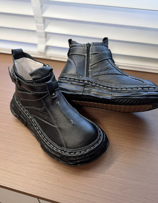 Handmade Comfortable Wide Toe Box Chunky Platform Boots Black, Obiono Oct Shoes Collection 2026, 85.00