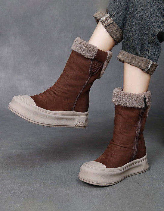 Winter Handmade Non-slip Fur Lining Boots for Women