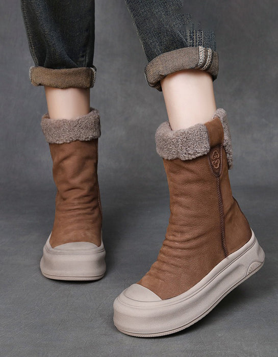 Winter Handmade Non-slip Fur Lining Boots for Women