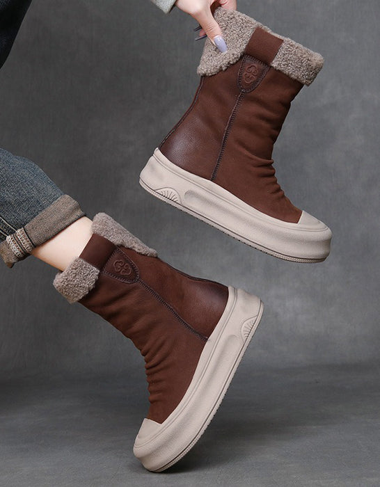 Winter Handmade Non-slip Fur Lining Boots for Women