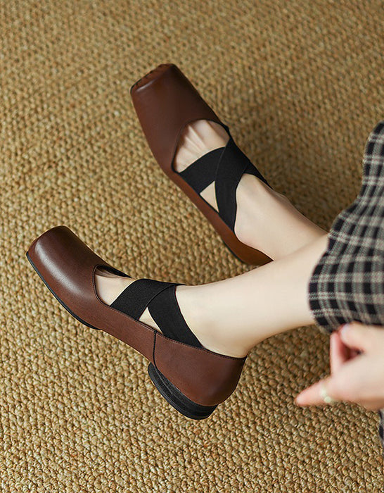 Handmade Cross-strap Square-toe Ballet Shoes( 35-42)