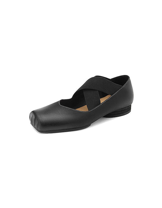 Handmade Cross-strap Square-toe Ballet Shoes( 35-42)
