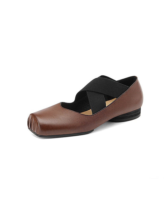 Handmade Cross-strap Square-toe Ballet Shoes( 35-42)