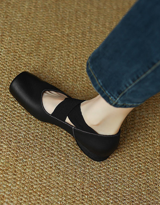 Handmade Cross-strap Square-toe Ballet Shoes( 35-42)