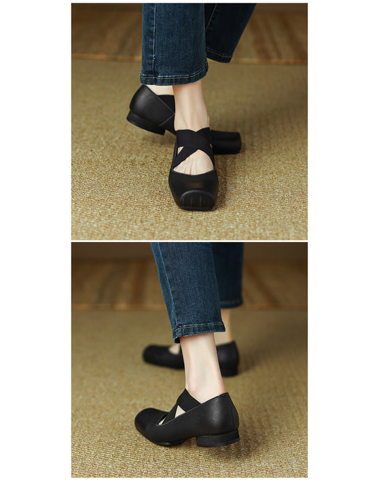 Handmade Cross-strap Square-toe Ballet Shoes( 35-42)