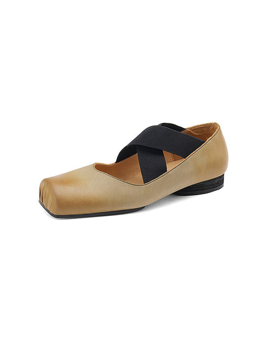Handmade Cross-strap Square-toe Ballet Shoes( 35-42)