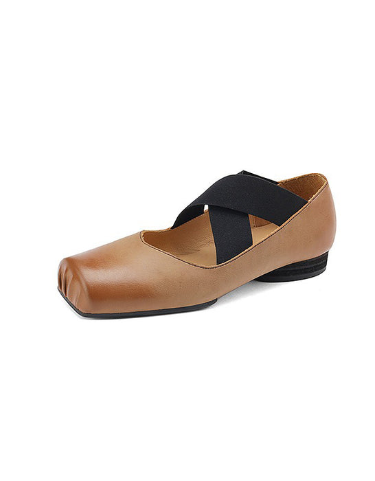 Handmade Cross-strap Square-toe Ballet Shoes( 35-42)