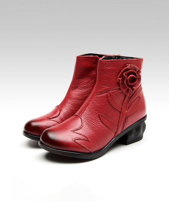 Bottines épaisses à fleurs de style ethnique