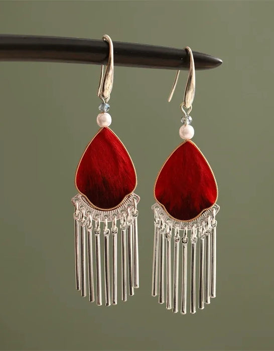 Handmade Ethnic Style Velvet Tassel Earrings
