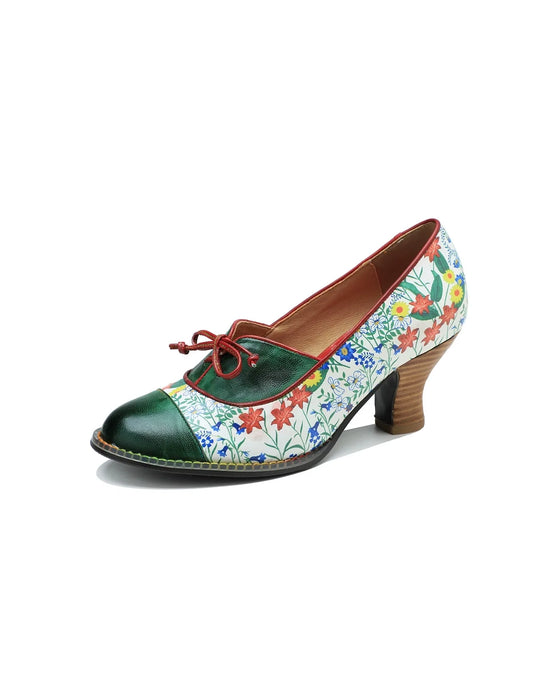 Obiono Big Size Shoes for Women Handmade Floral Print Lace-up Vintage Elegant Chunky Heels Mary Janes July Shoes Collection 2026 97.00