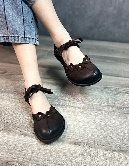 Handmade Flower Ankle Lace-up Retro Flat Shoes April Trend 2020 86.00
