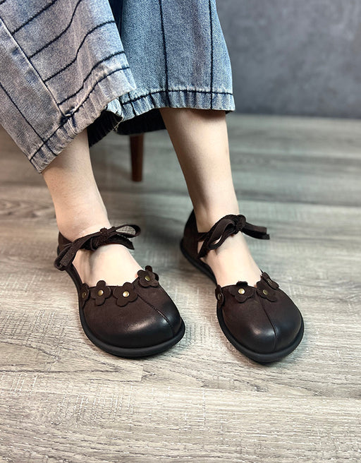 Handmade Flower Ankle Lace-up Retro Flat Shoes April Trend 2020 86.00