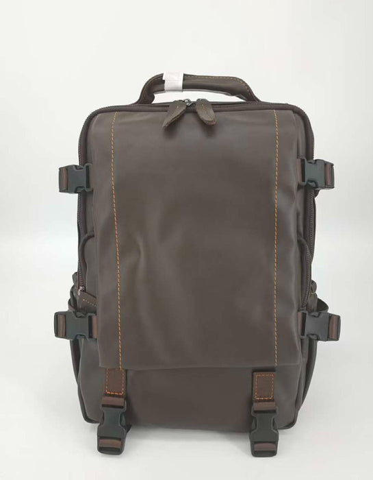 Handmade Genuine Leather Large Capacity Backpack for Men in Gray
