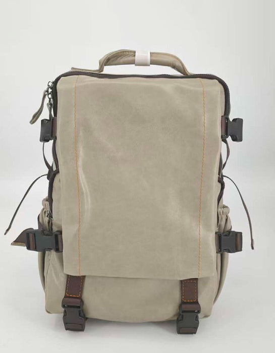 Handmade Genuine Leather Large Capacity Backpack for Men In Gray