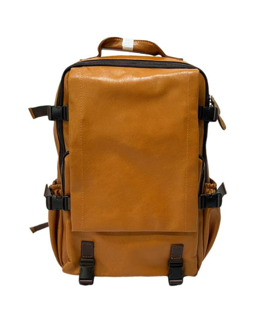 Handmade Genuine Leather Large Capacity Backpack for Men in Yellow