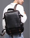 Handmade Genuine Leather Large Capacity Backpack for Men Try On