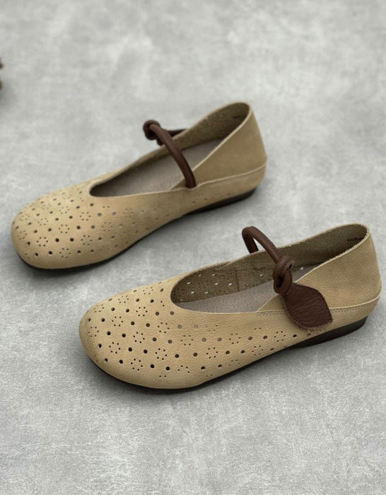 Handmade Hollow Round Toe Soft Sole Retro Flat Shoes for Women June Shoes Collection 2026 85.00