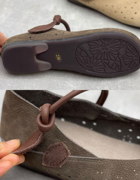 Handmade Hollow Round Toe Soft Sole Retro Flat Shoes for Women June Shoes Collection 2026 85.00